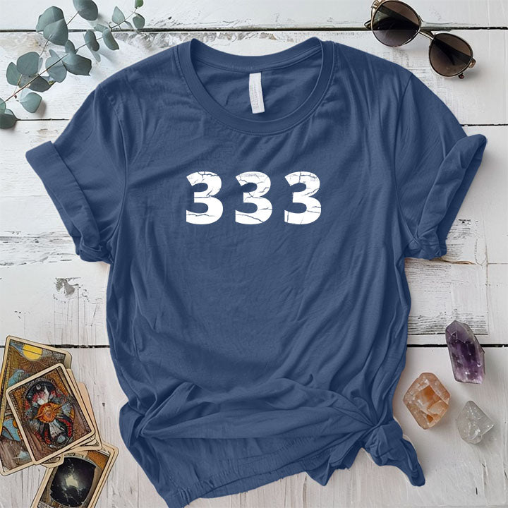 333 Angels Numbers T Shirt Indigo Blue Mockup