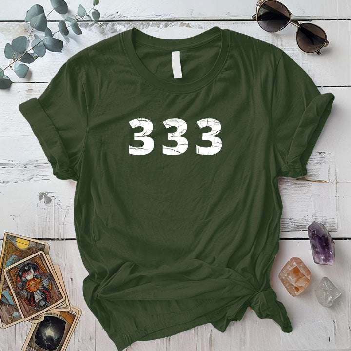 333 Angels Numbers T Shirt Military Green Mockup
