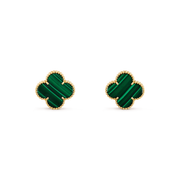 CLOVER MINI MALACHITE GOLD EARRINGS