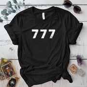 777 Angels Numbers T Shirt Black Mockup