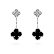 CLOVER DIAMOND AND ONYX EARRINGS