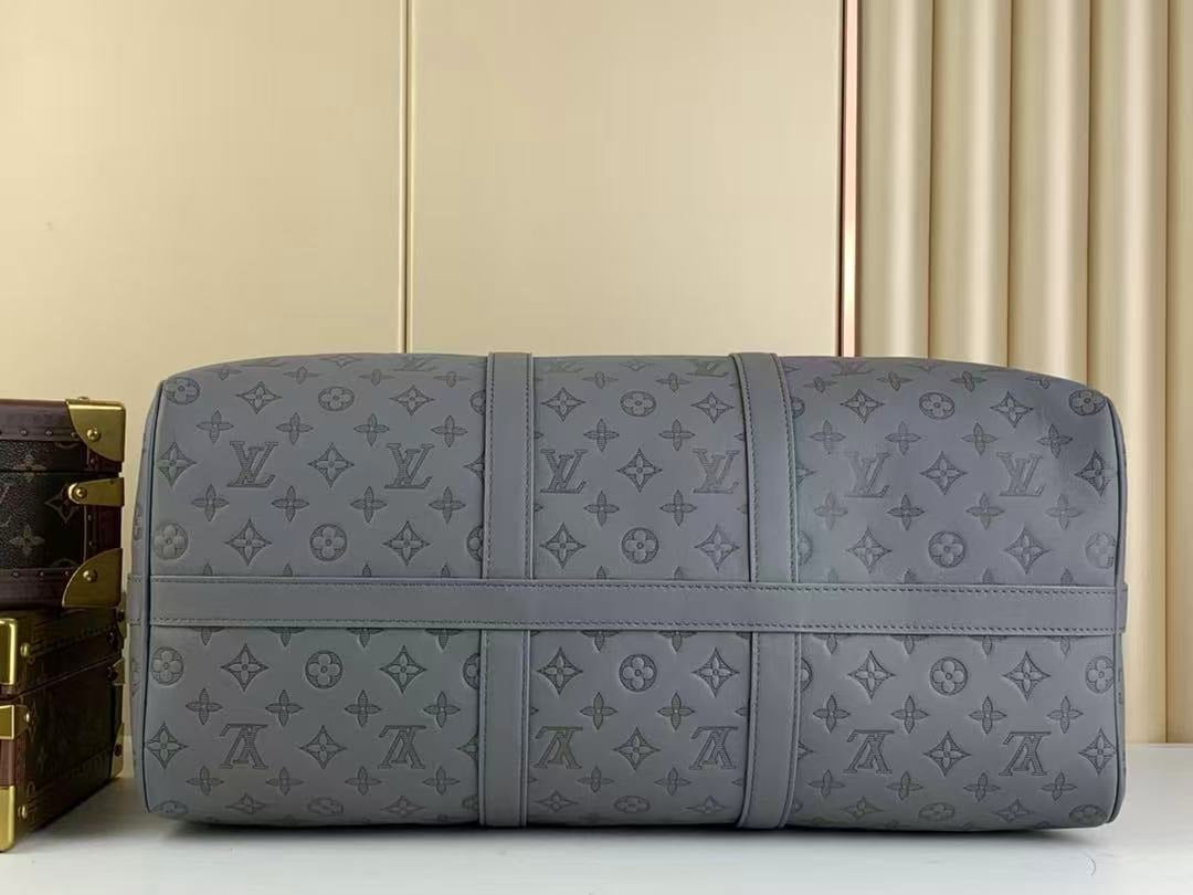 LV  Keepall 50B Anthracite Grey Monogram Shadow Calfskin