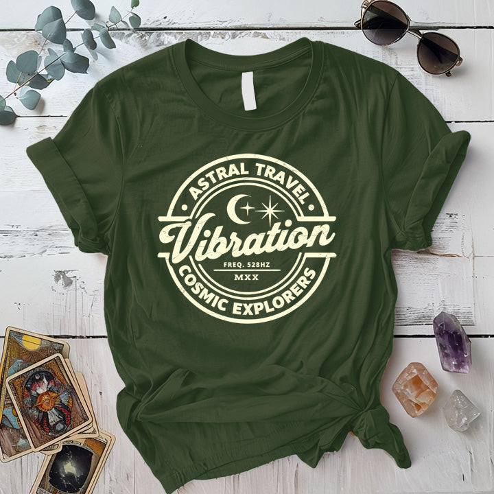 Astral Travel Cosmic Explorers T Shirt Military Green Mockup