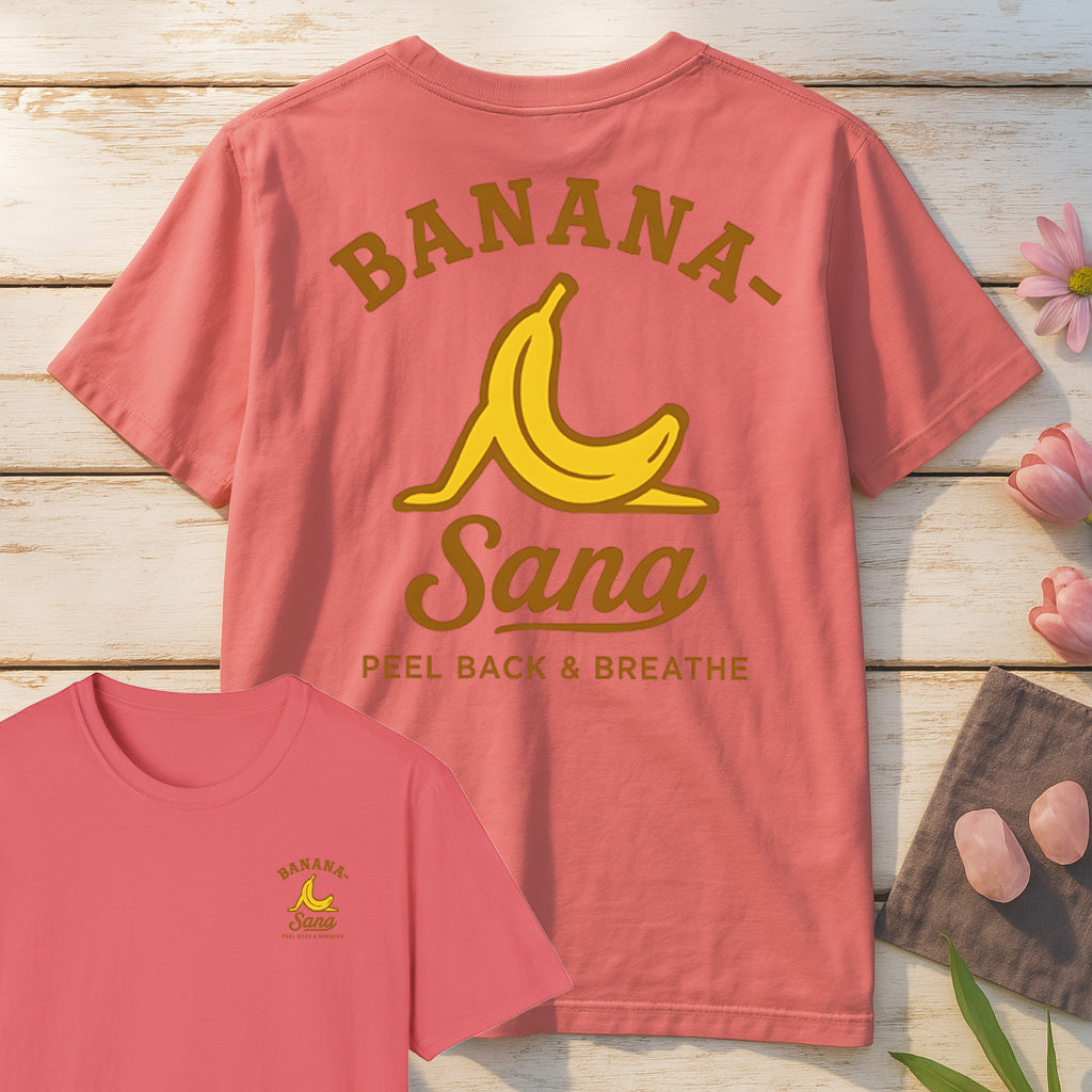 Banana Sana T-Shirt Mockup coral-silk
