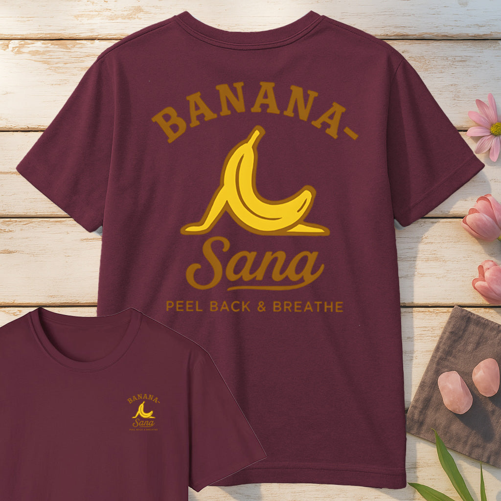 Banana Sana T-Shirt Mockup maroon