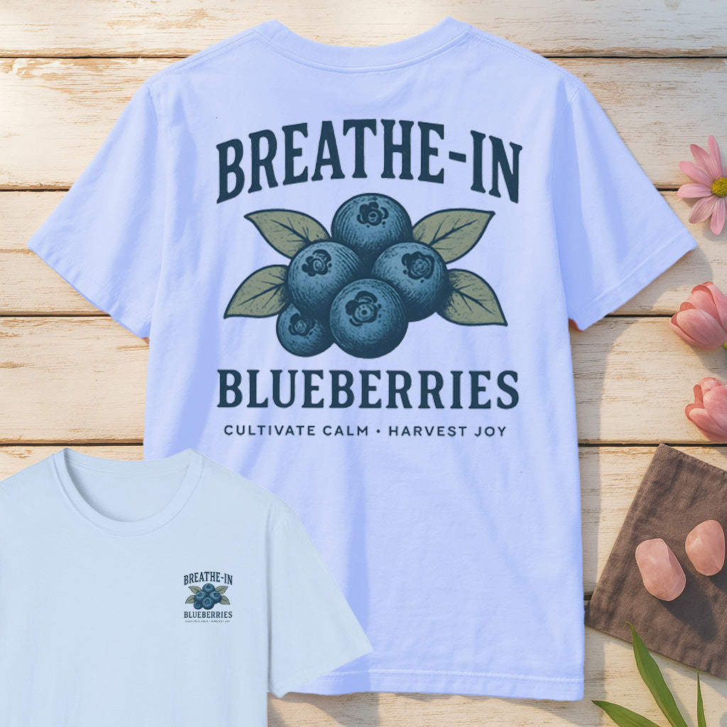 Breathe In Blueberries T-Shirt Mockup sport-grey