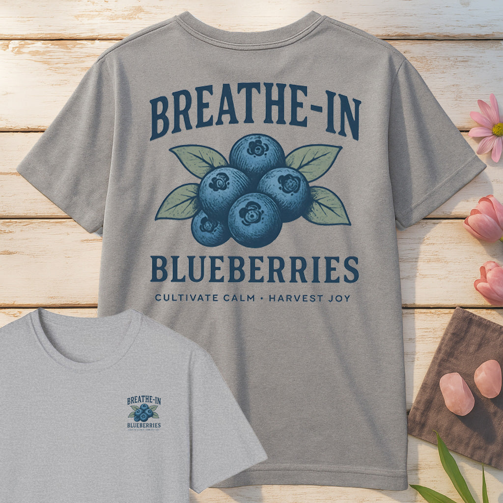Breathe In Blueberries T-Shirt Mockup white