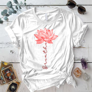 Breathe Lotus Flower T Shirt White Mockup