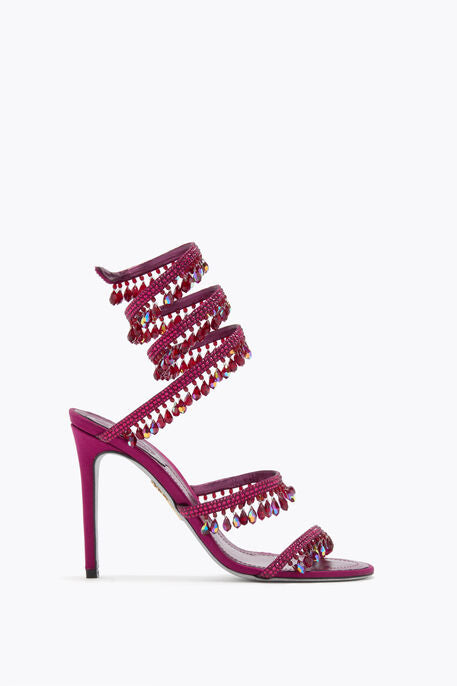 Rene Caovilla Chandelier 105 Sandals Fuchsia Pink Embellished With Crystals Leather