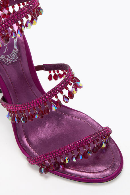 Rene Caovilla Chandelier 105 Sandals Fuchsia Pink Embellished With Crystals Leather