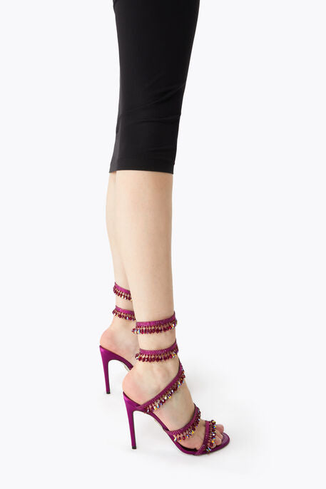 Rene Caovilla Chandelier 105 Sandals Fuchsia Pink Embellished With Crystals Leather