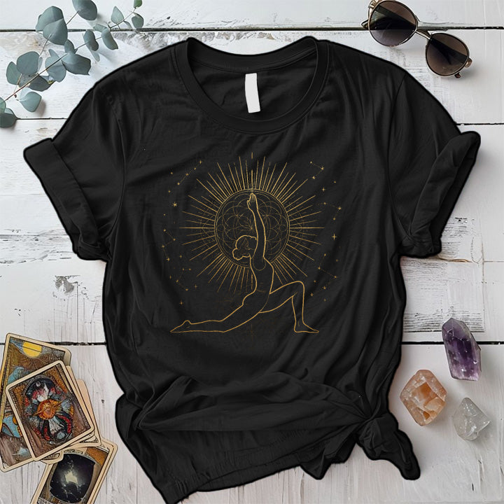 Celestial Yoga Pose T-Shirt Mockup Black