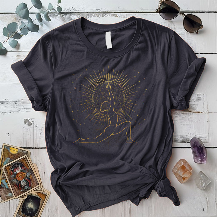 Celestial Yoga Pose T-Shirt Mockup Dark Heather Grey