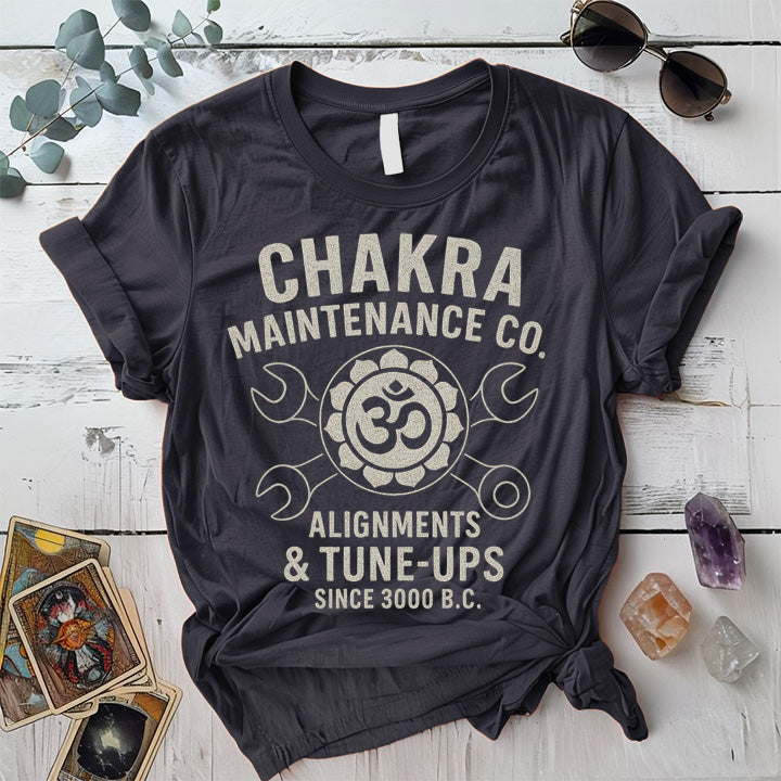 Chakra Maintenance Co T-Shirt Mockup Dark Heather Grey