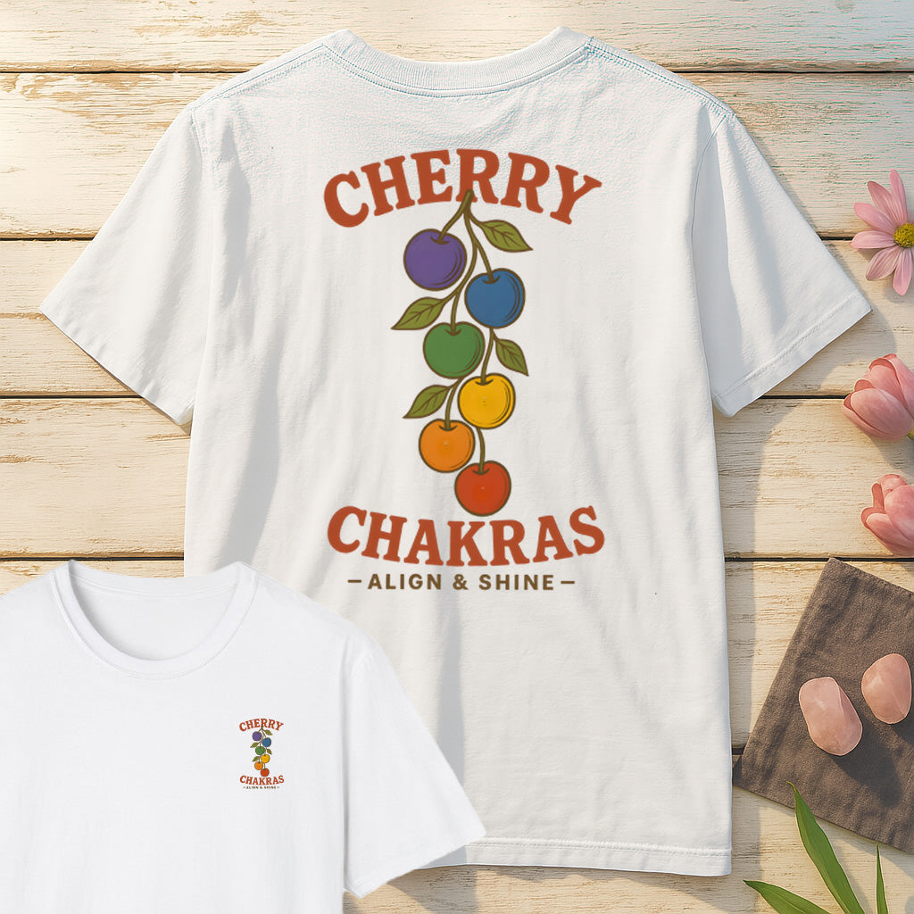 Cherry Chakras T-Shirt Mockup white