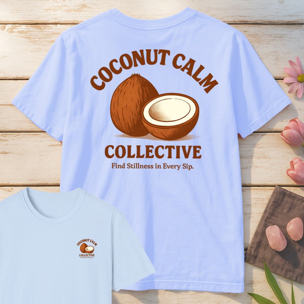 Coconut Calm Collective T-Shirt Mockup light-blue