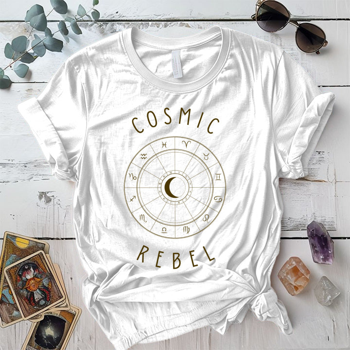 Cosmic Rebel T-Shirt Mockup Coral Silk