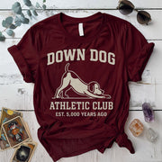 Down Dog Athletic Club T-Shirt Mockup Maroon