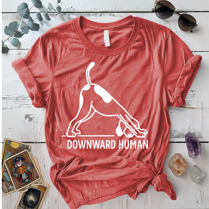 Downward Human T-Shirt Mockup Coral Silk