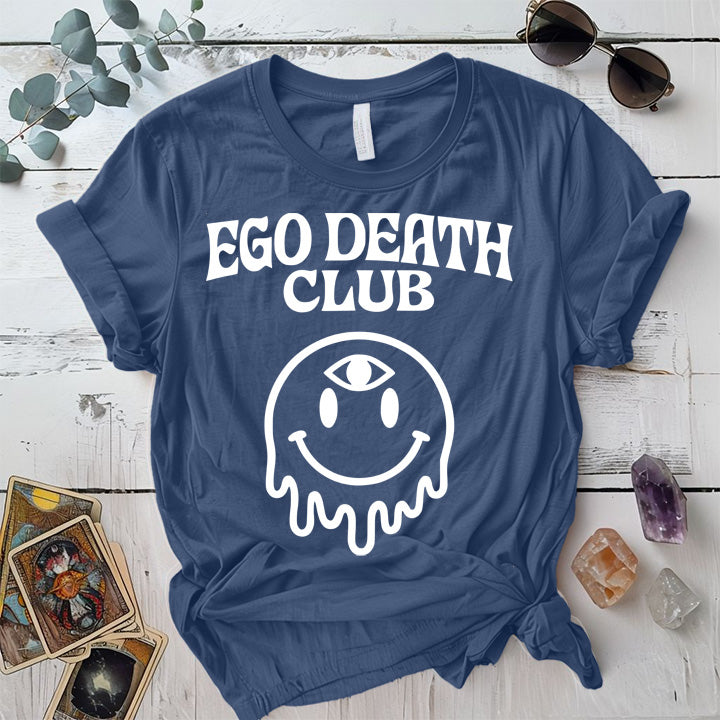Ego Death Club T-Shirt Mockup indigo-blue