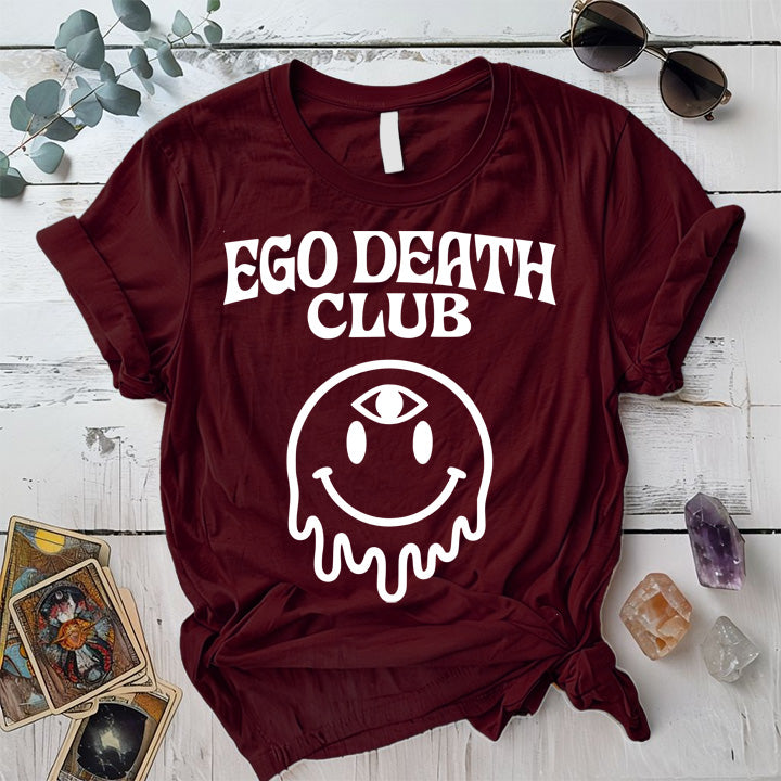 Ego Death Club T-Shirt Mockup maroon