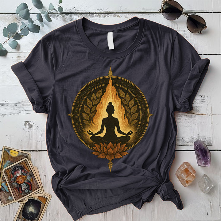 Gold Lotus Meditation T-Shirt Mockup Dark Heather Grey