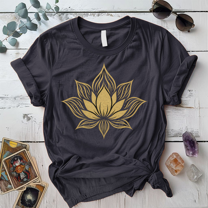 Golden Lotus T-Shirt Mockup Dark Heather Grey