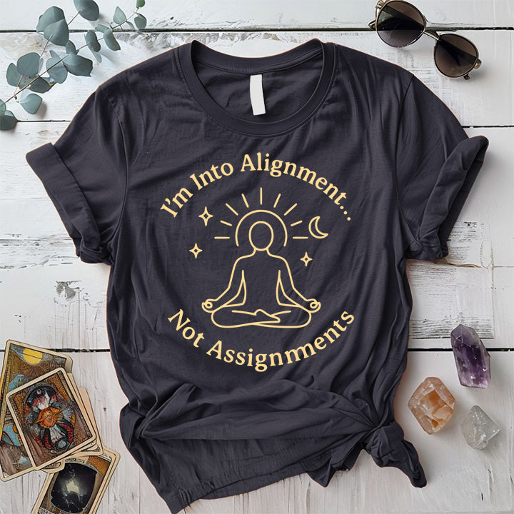 Alignment Not Assignments T-Shirt Mockup Dark Heather Grey