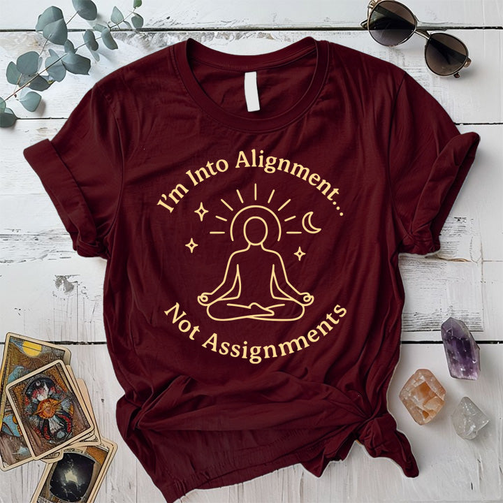 Alignment Not Assignments T-Shirt Mockup Maroon