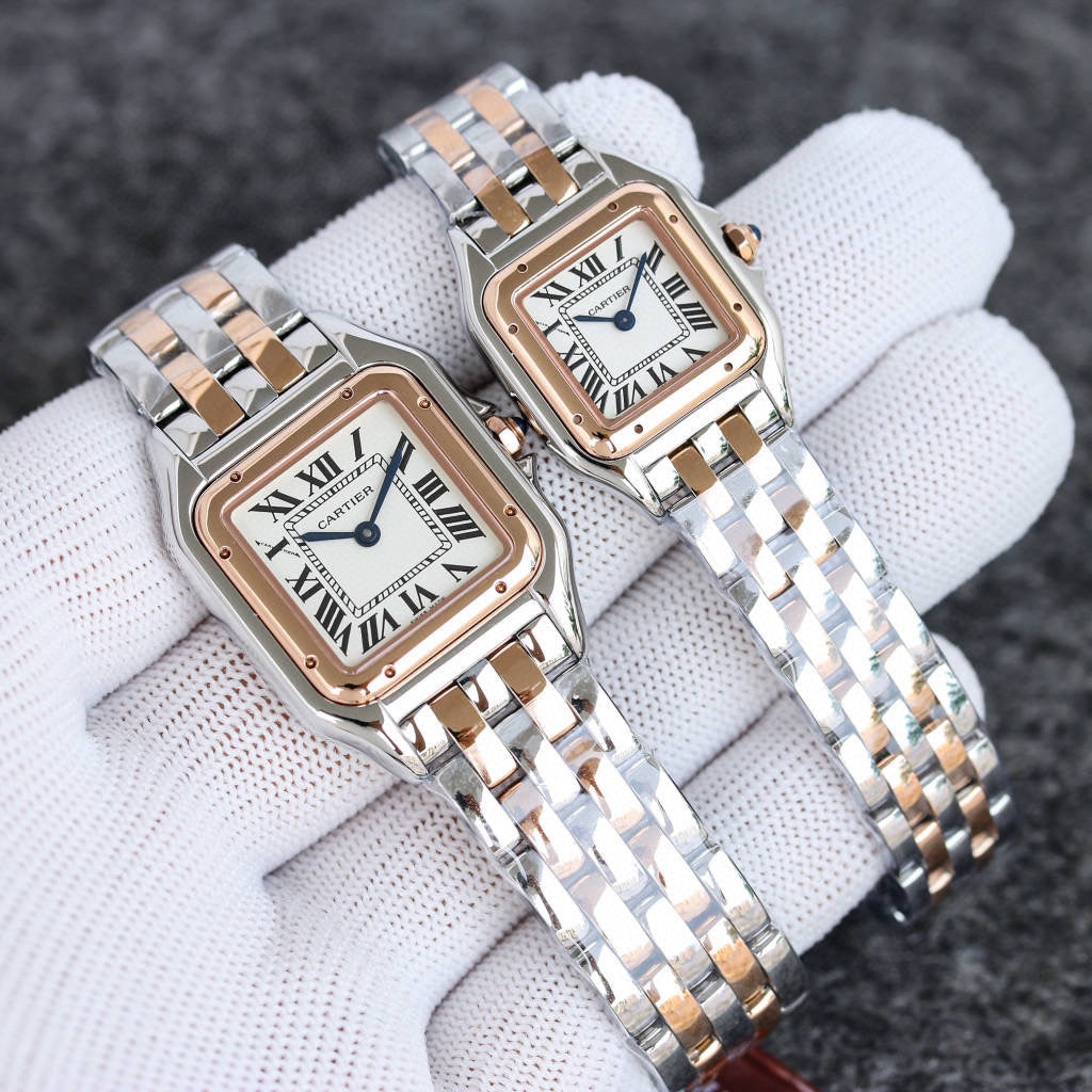 PANTHERE PINK GOLD STEEL WHITE DIAL