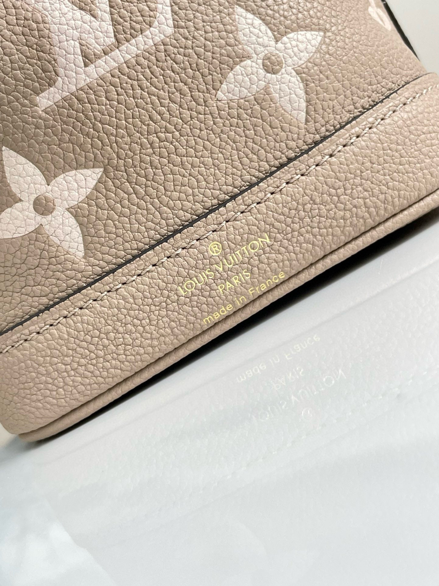 nano noe 13 grey bicolor grey monogram gold hardware