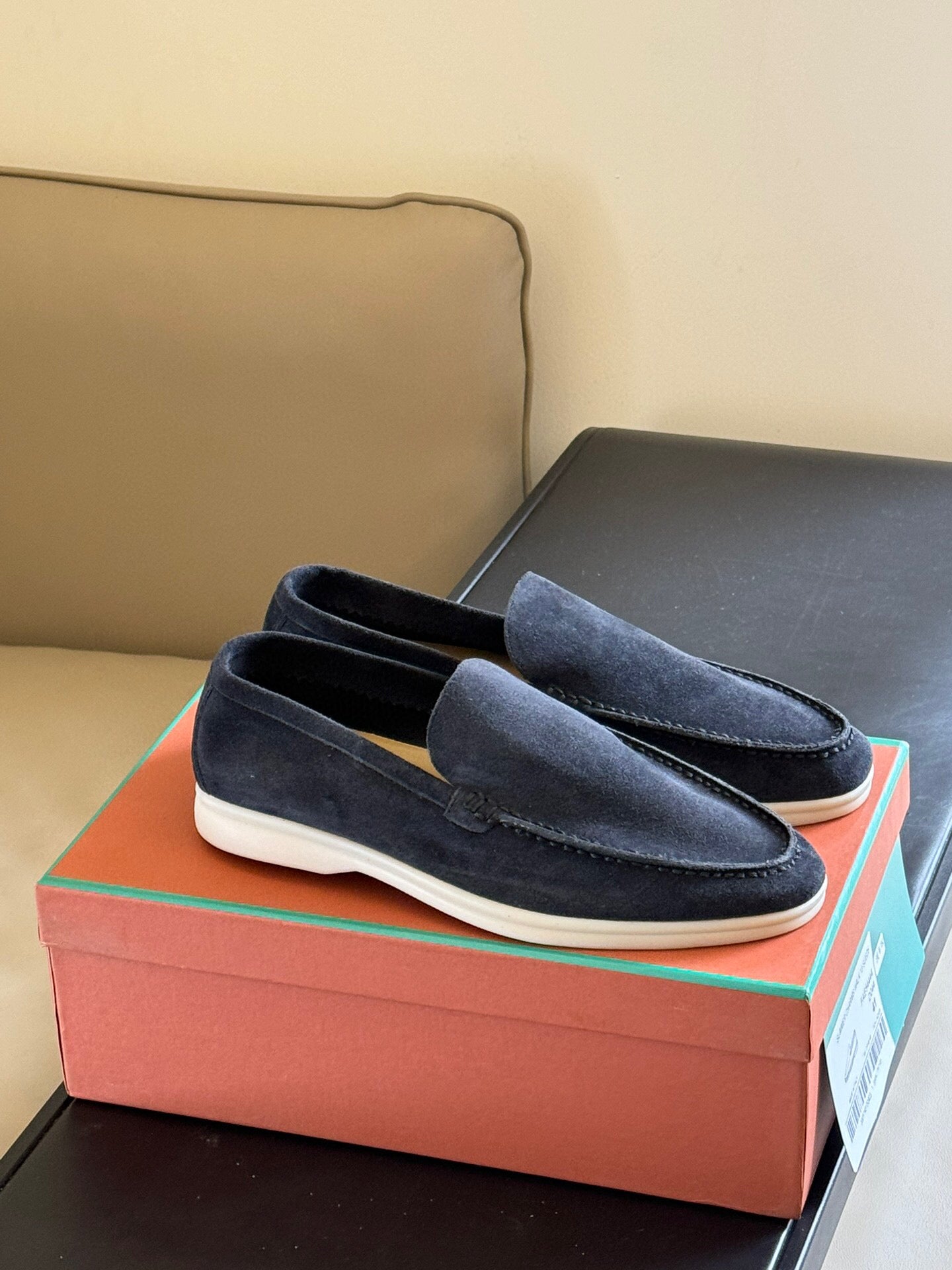 Loro Piana Suede Summer Walk Loafers Navy