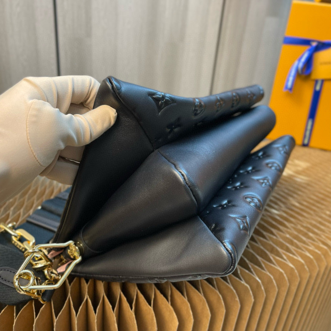 LV Coussin PM 26cm Black Monogram Empreinte Calfskin