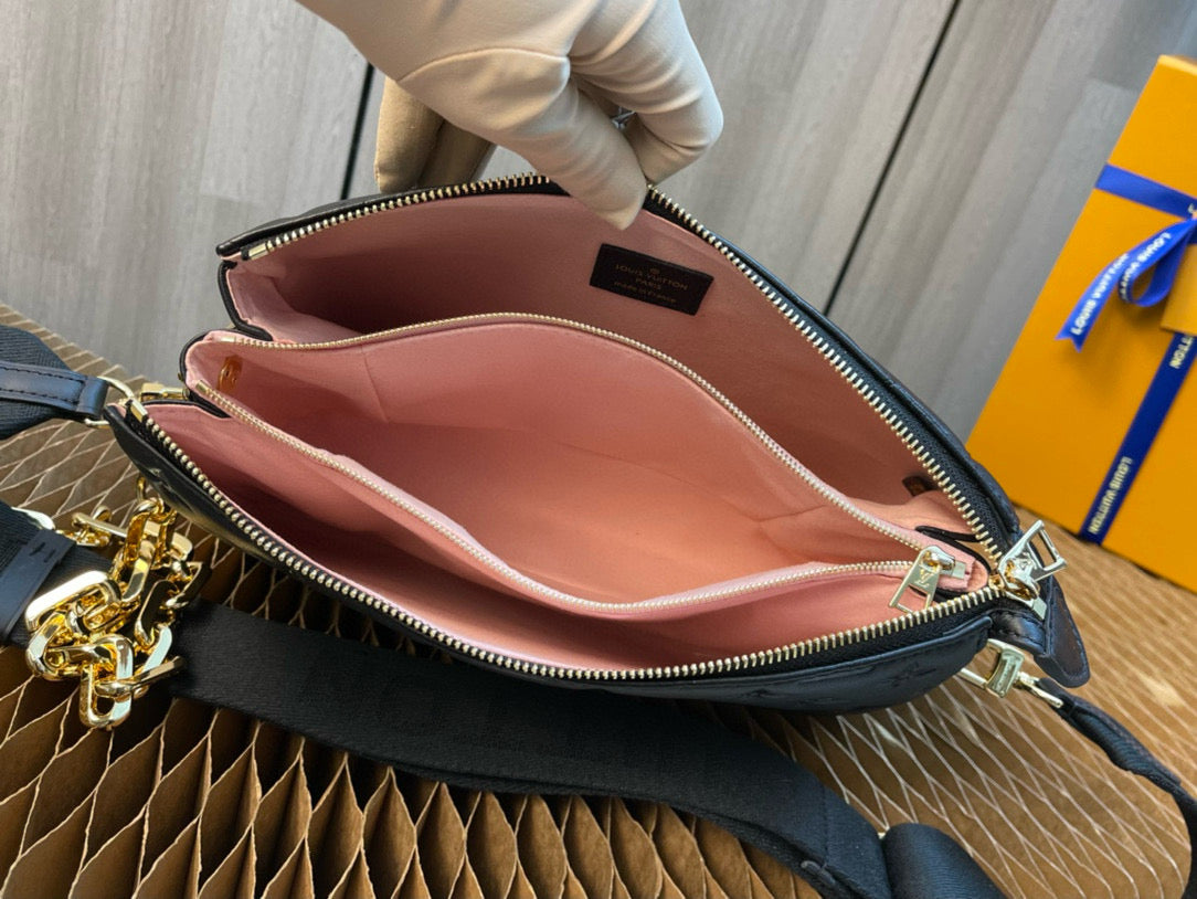 LV Coussin PM 26cm Black Monogram Empreinte Calfskin