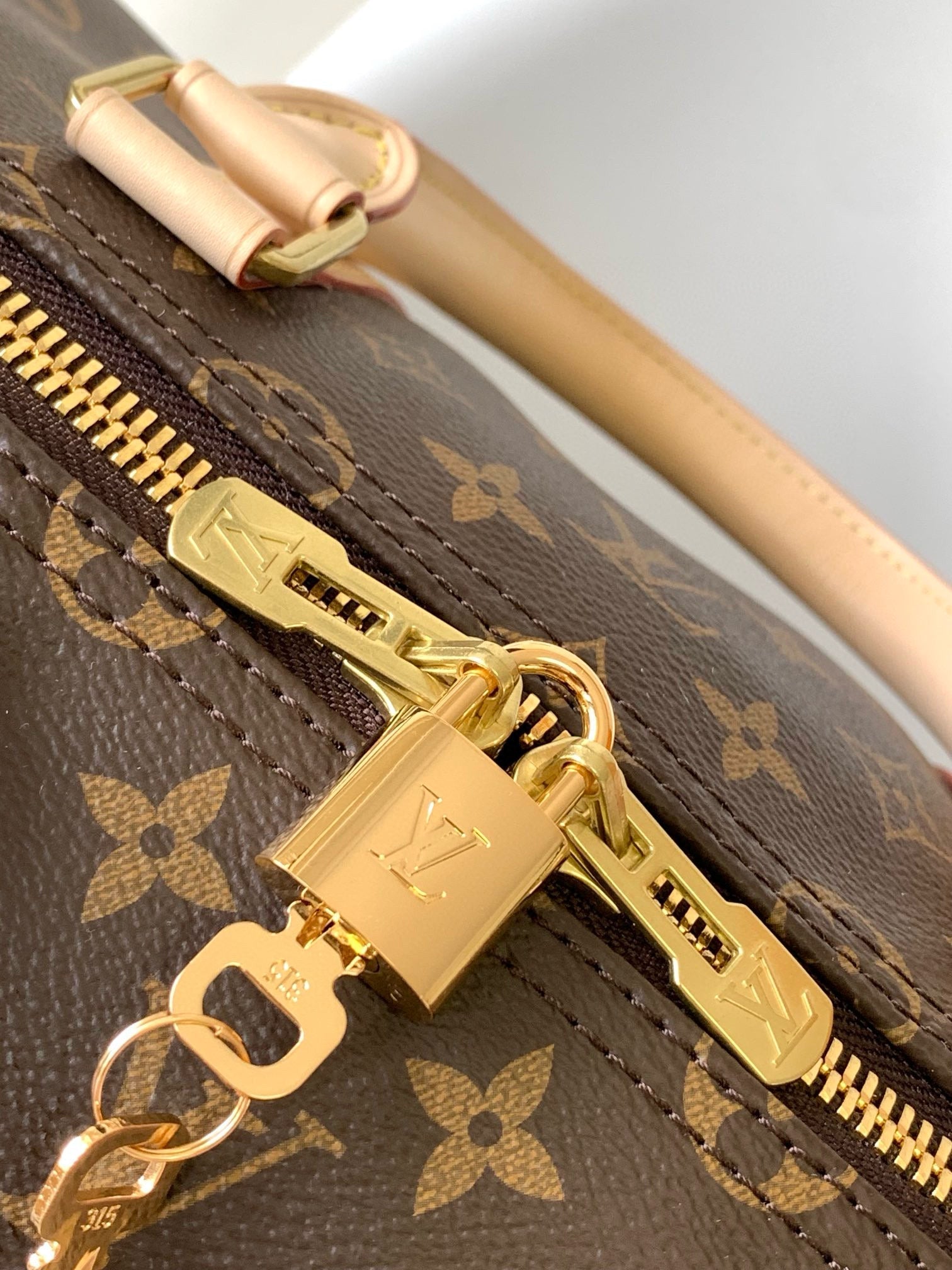 LV Keepall Bandouliere 55 Monogram Canvas Brown Gold Hardware
