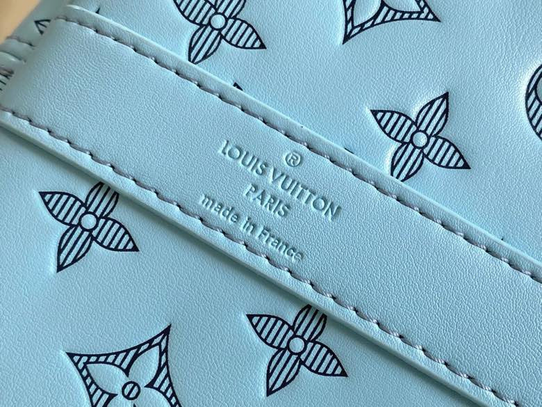 LV  Keepall Bandouliere 50 Travel Bag  Light Blue Monogram Calfskin