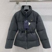 Prada Flannel Down Jacket Black Wool Polyamide