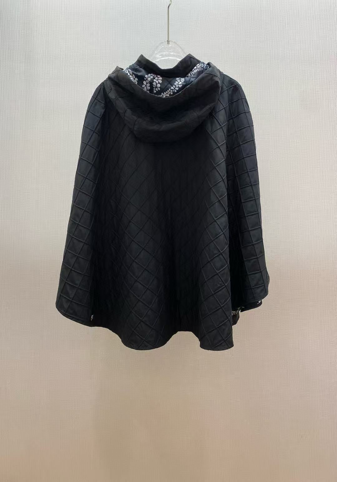 Chanel 25S Cape Coat Style 220 Black Silk Polyester