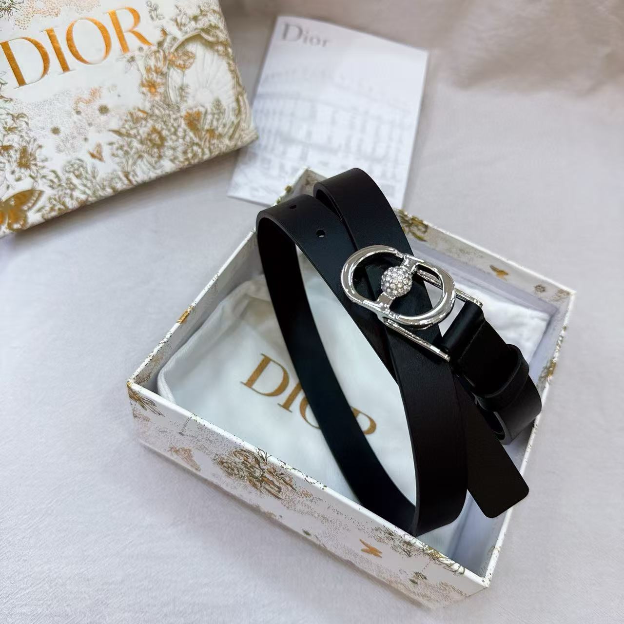 Dior CD Buckle Belt Black Leather