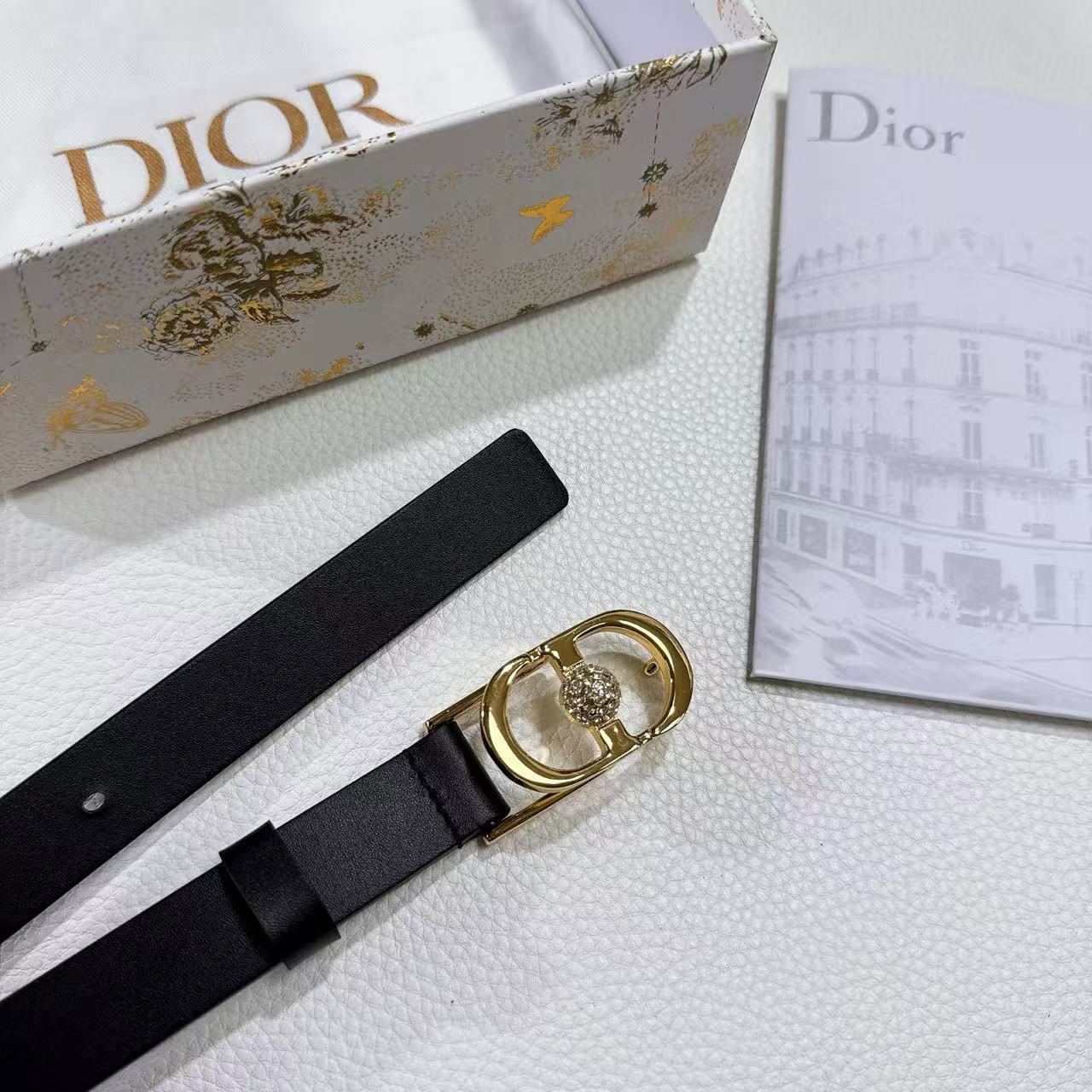 Dior CD Buckle Belt Black Leather