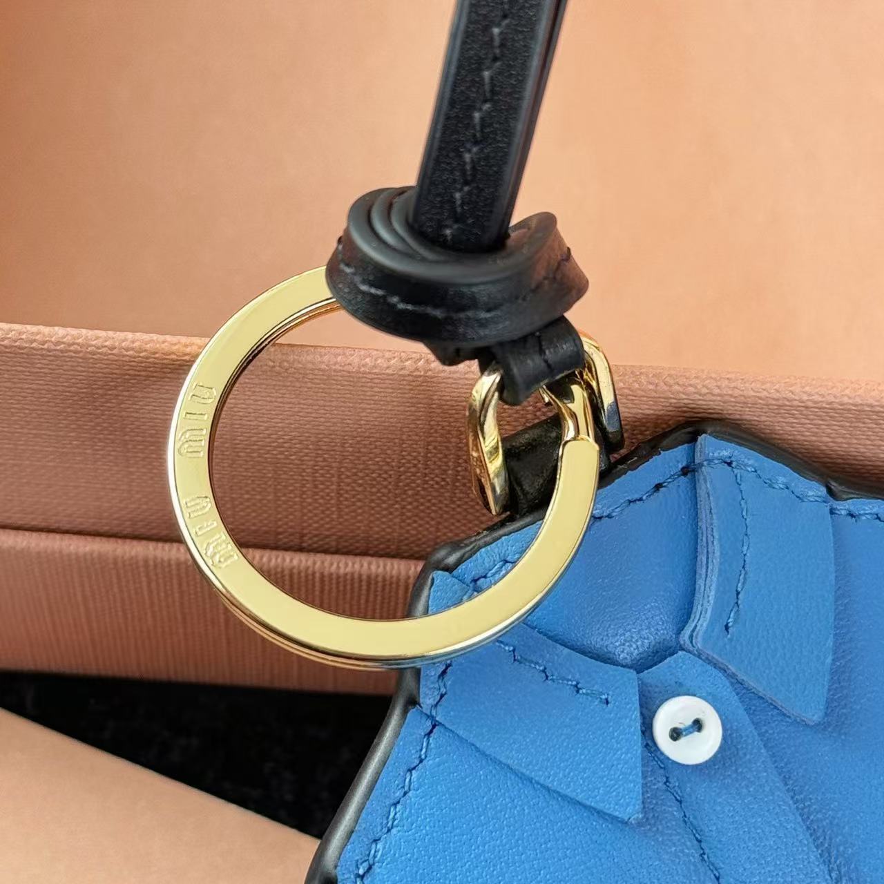 Miu Miu Keychain Trick Blue Black Leather