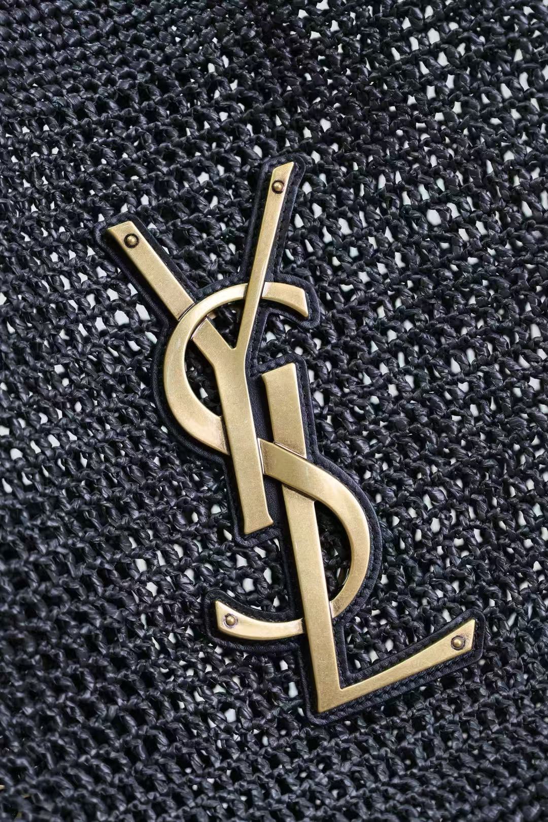 YSL Tote Bag Black Raffia