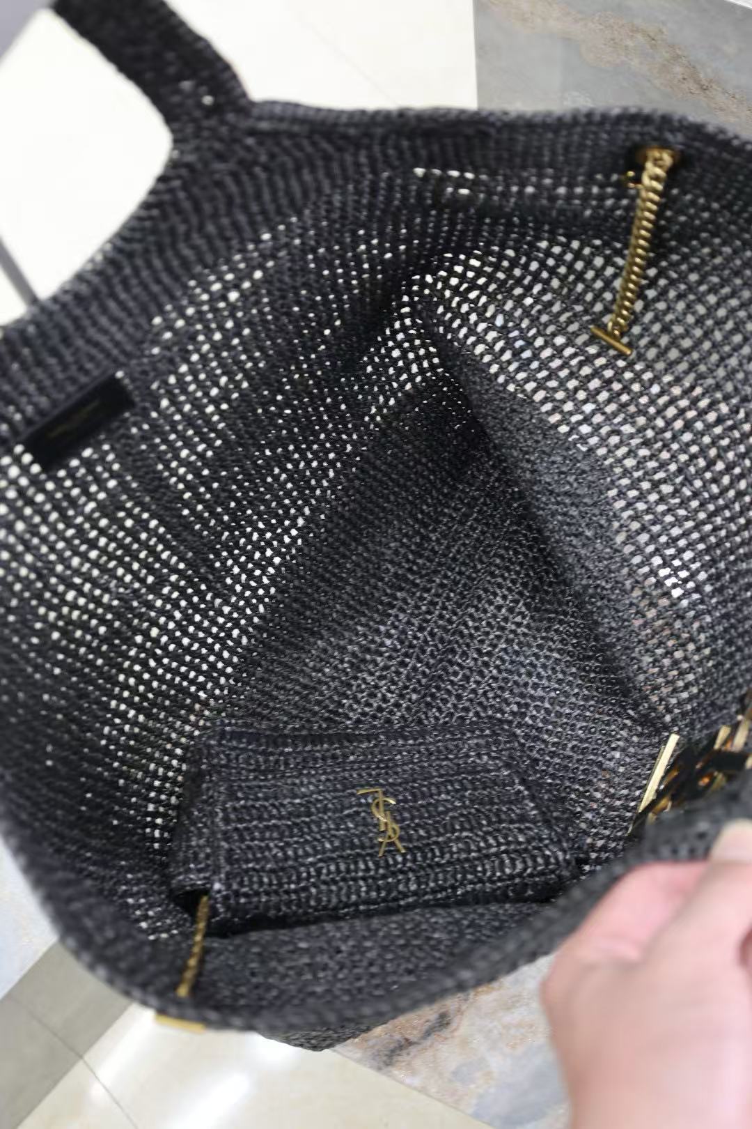 YSL Tote Bag Black Raffia