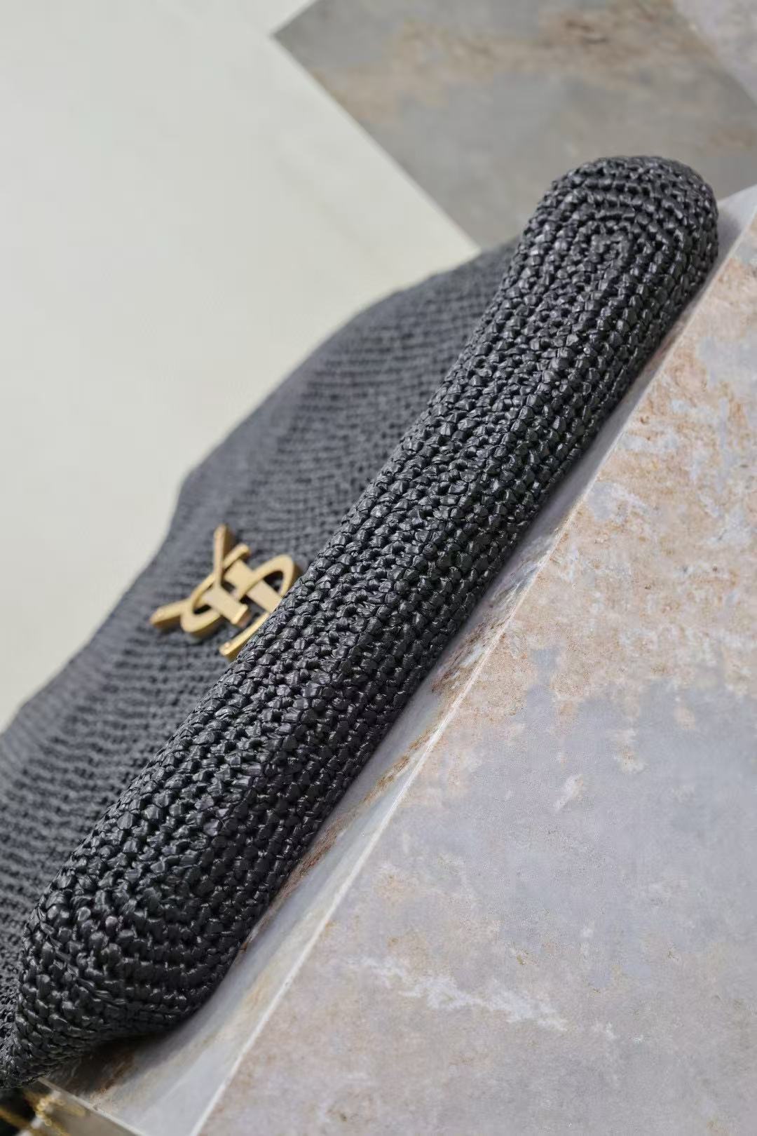 YSL Tote Bag Black Raffia