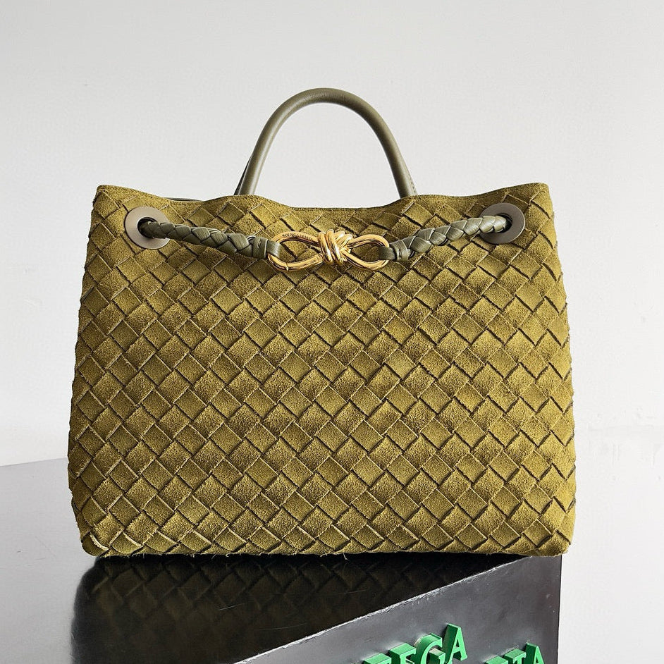 BV Andiamo Bag 32cm Olive Green Suede Leather