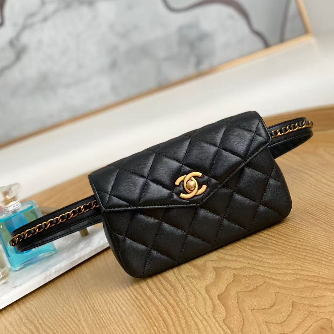 Chanel Belt Bag Black Gold Hardware Lambskin