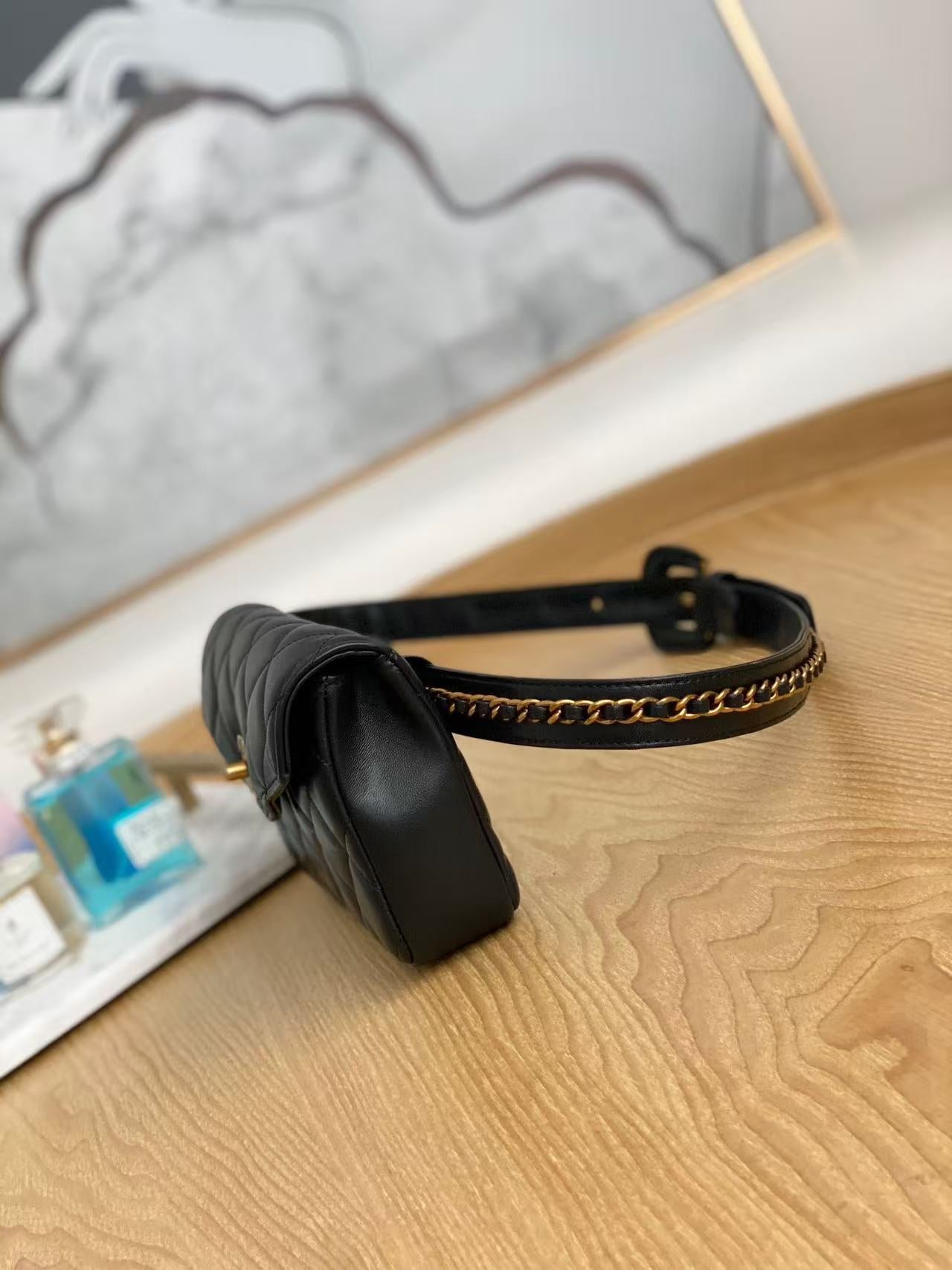 Chanel Belt Bag Black Gold Hardware Lambskin