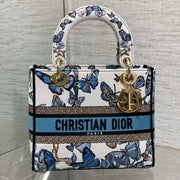 CD 2025 Butterfly Book Tote Blue White Canvas