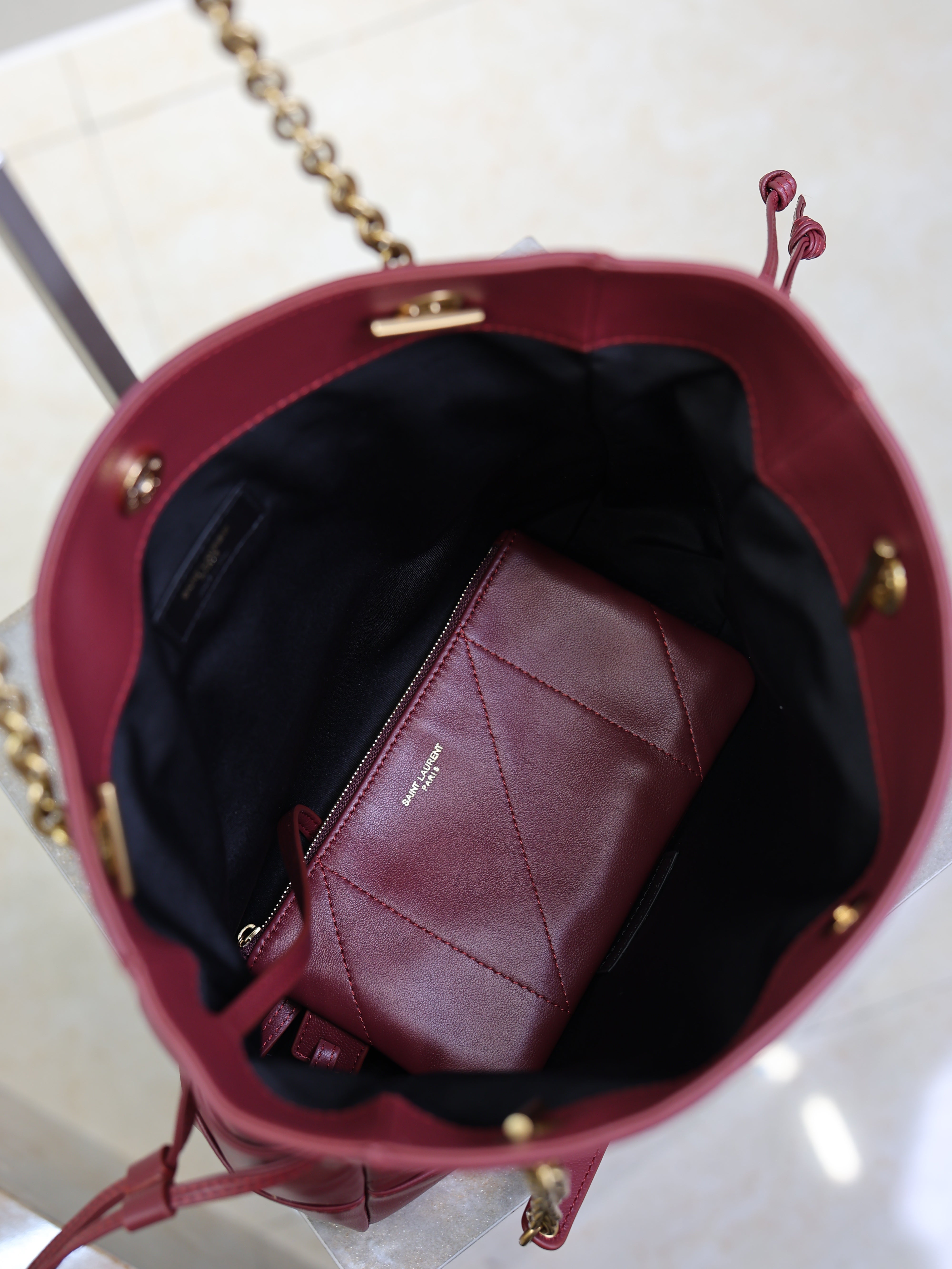 YSL 2025 Jamie Shopping Burgundy 29cm Lambskin