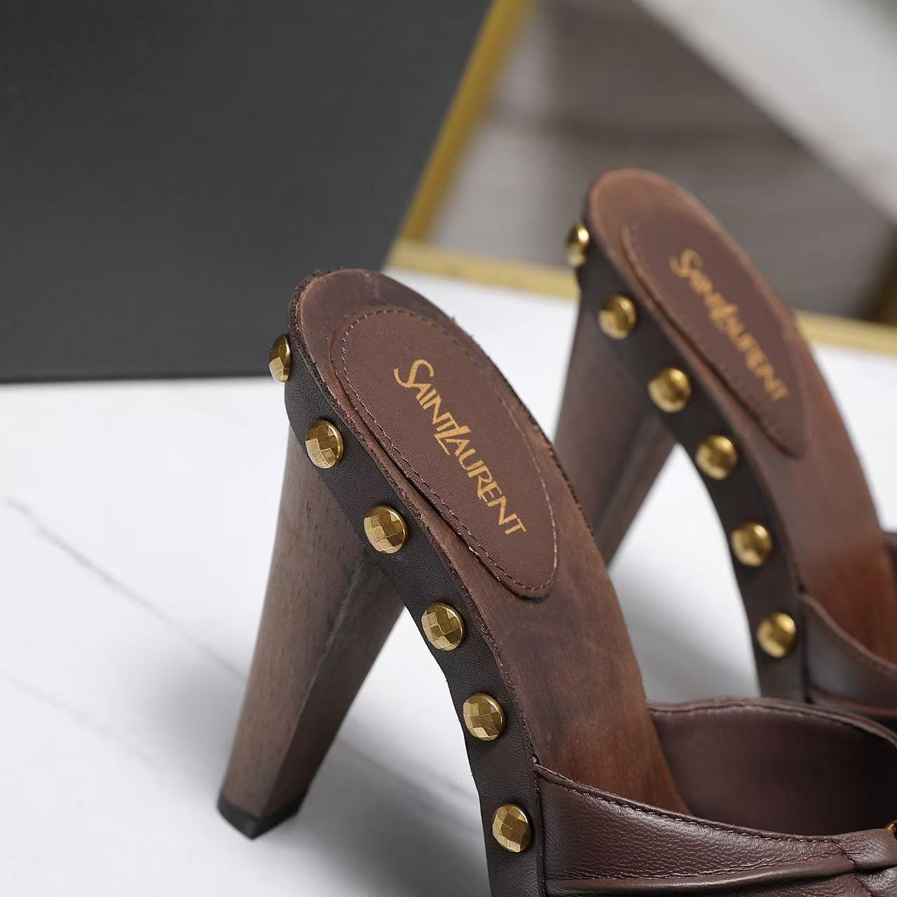 YSL 2026 Bavylone Platform Sandal Brown Smooth Leather